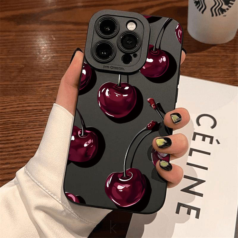 Phone Cases Cherry - Custodia Protettiva Nera Antiurto Cherry per