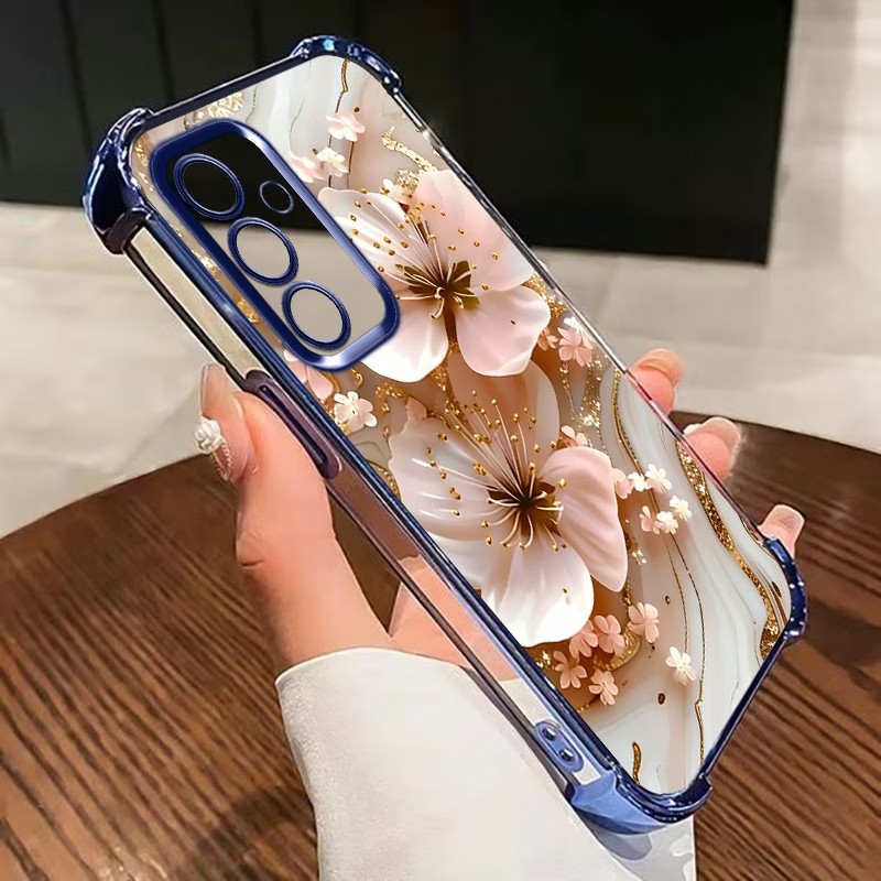 Phone Cases Clear - Cover Trasparente con Fiori Elettroplaccati per